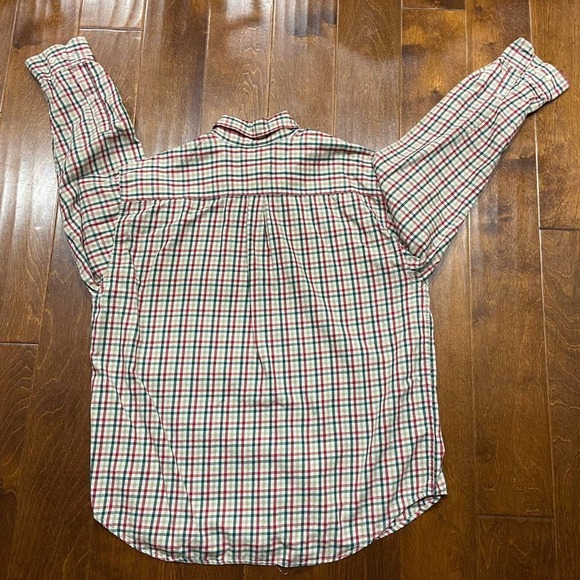 Disney Mickey Mouse Vintage Flannel Plaid Red Green Tan Button Down Shirt Large - Picture 4 of 8